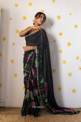 Kumud Black Chiffon Silk Saree